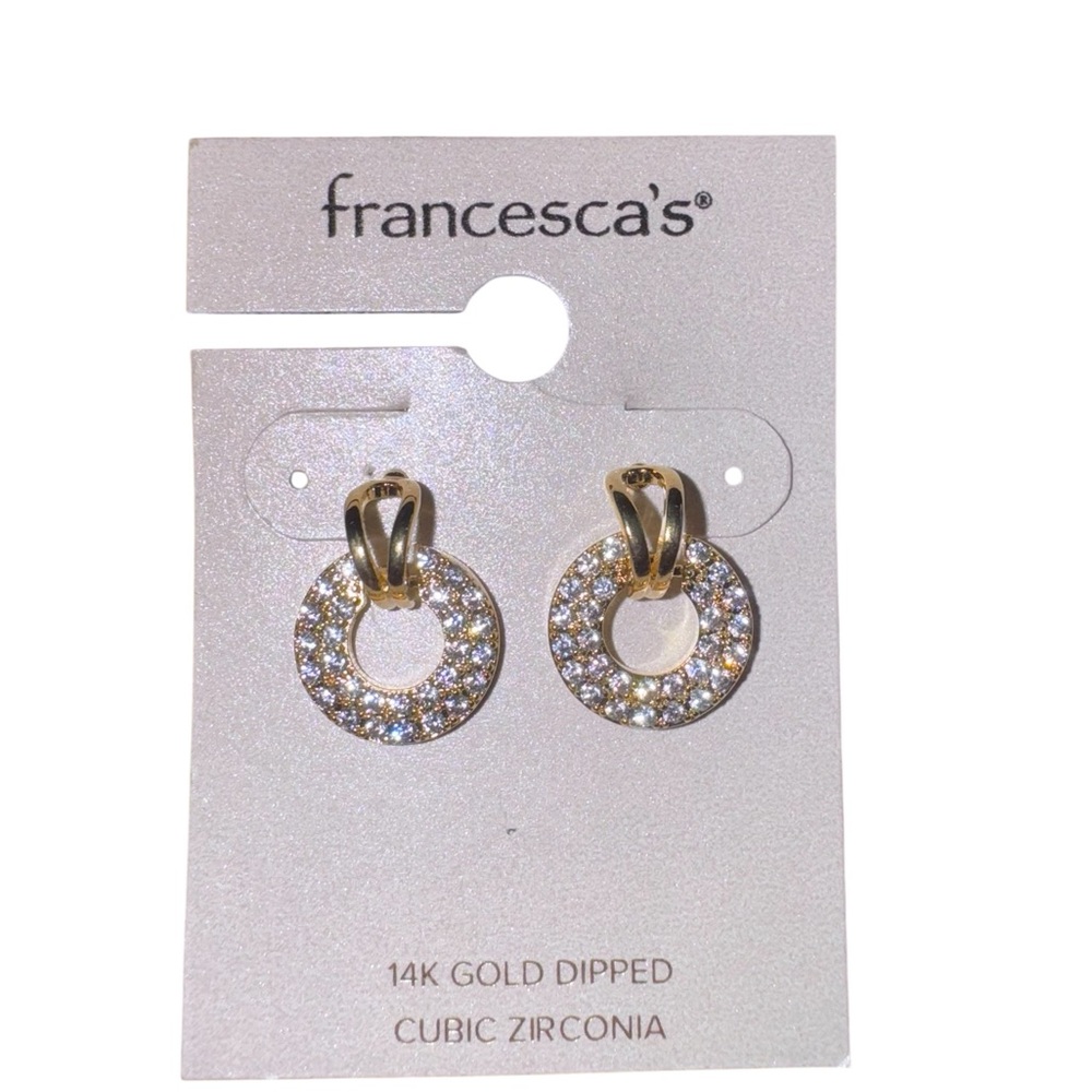 Francesca's Gold Dipped Cubic Zirconia Earrings